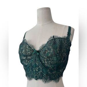 Victoria Secret Bra Pushup without Padding Unlined Lace 36DD Longline